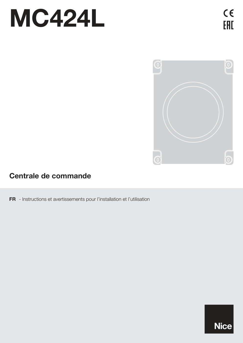 Première page de FR - Instructions et avertissements pour l'installation et l’utilisation
