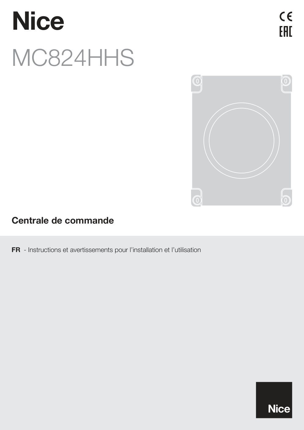 Première page de FR - Instructions et avertissements pour l'installation et l’utilisation