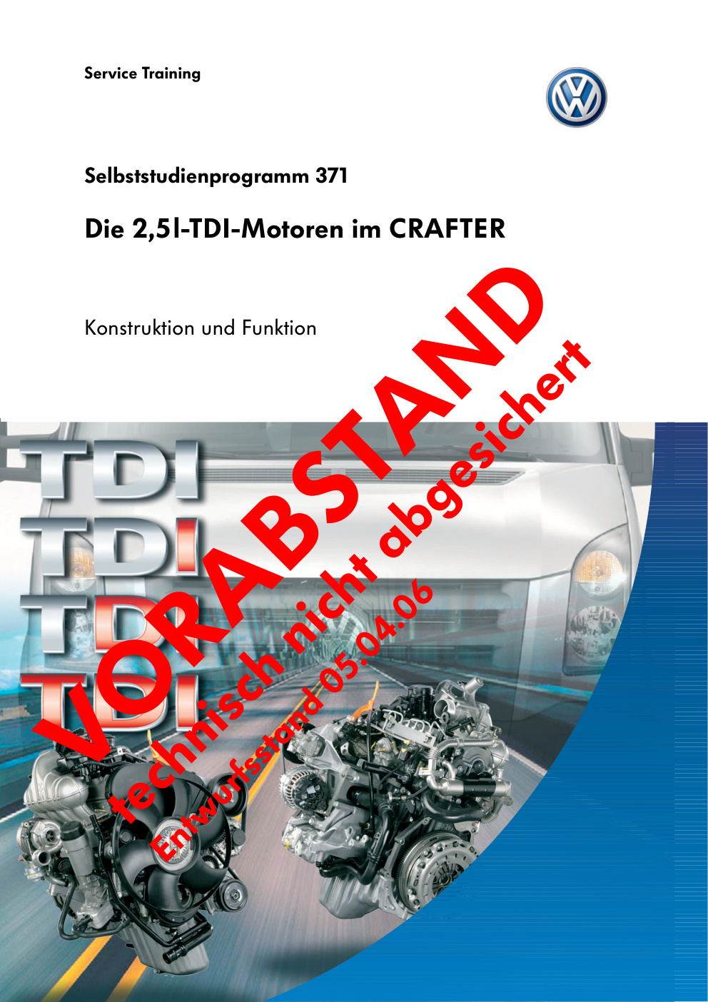 Première page de Service Training