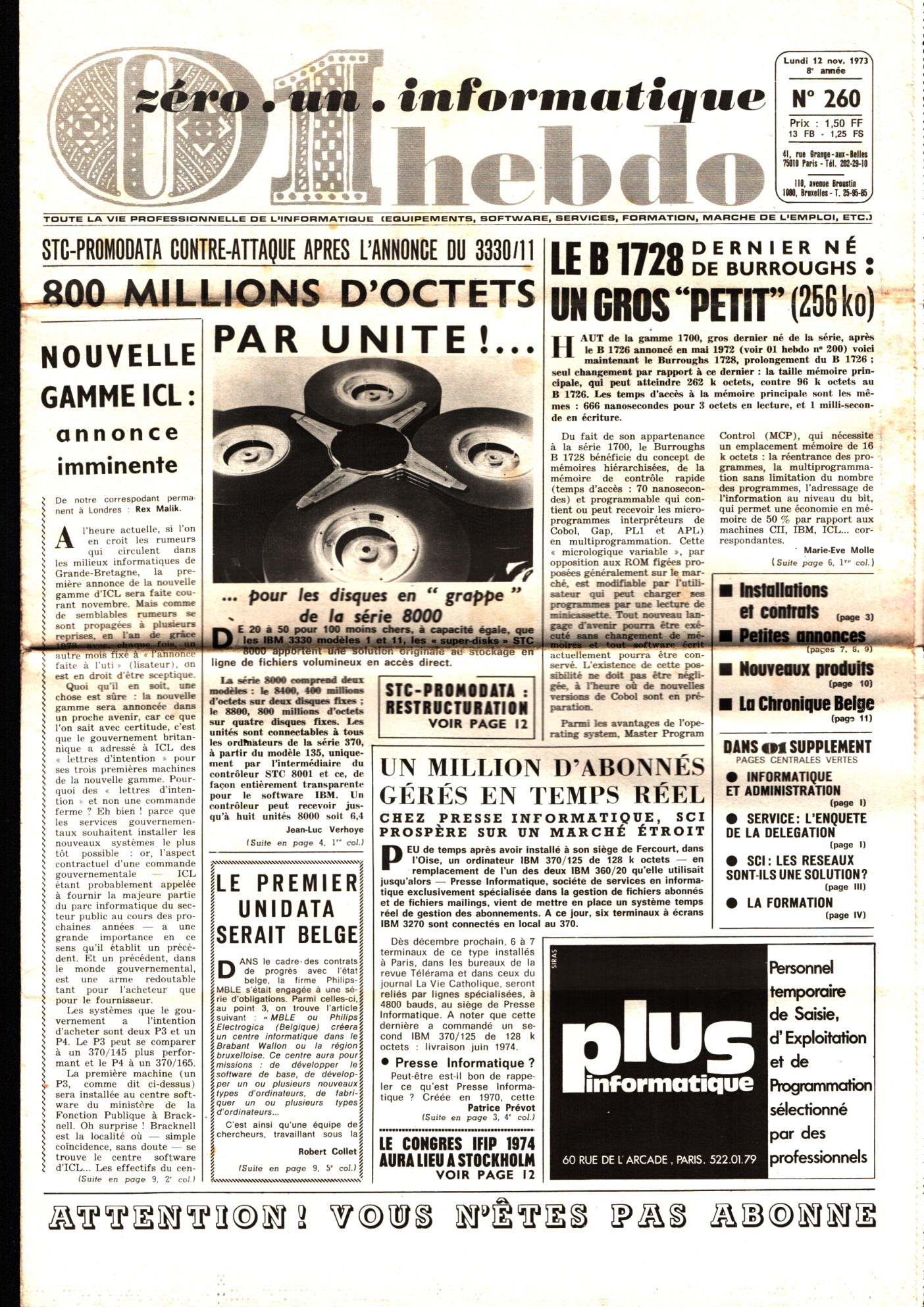 Première page de 01informatique numero0260