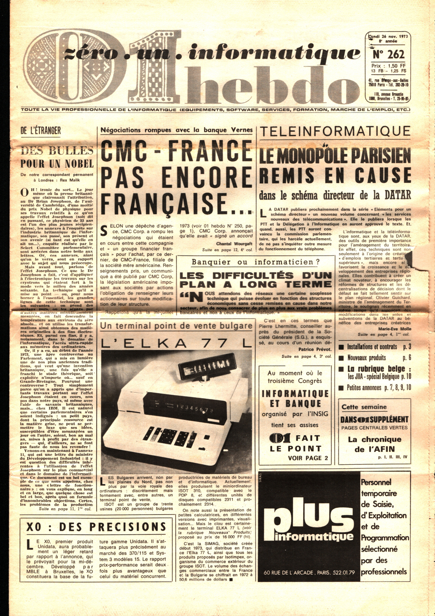 Première page de 01informatique numero0262