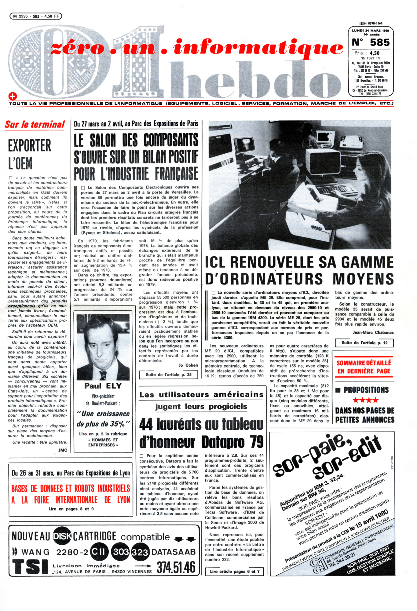 Première page de 01informatique numero0585