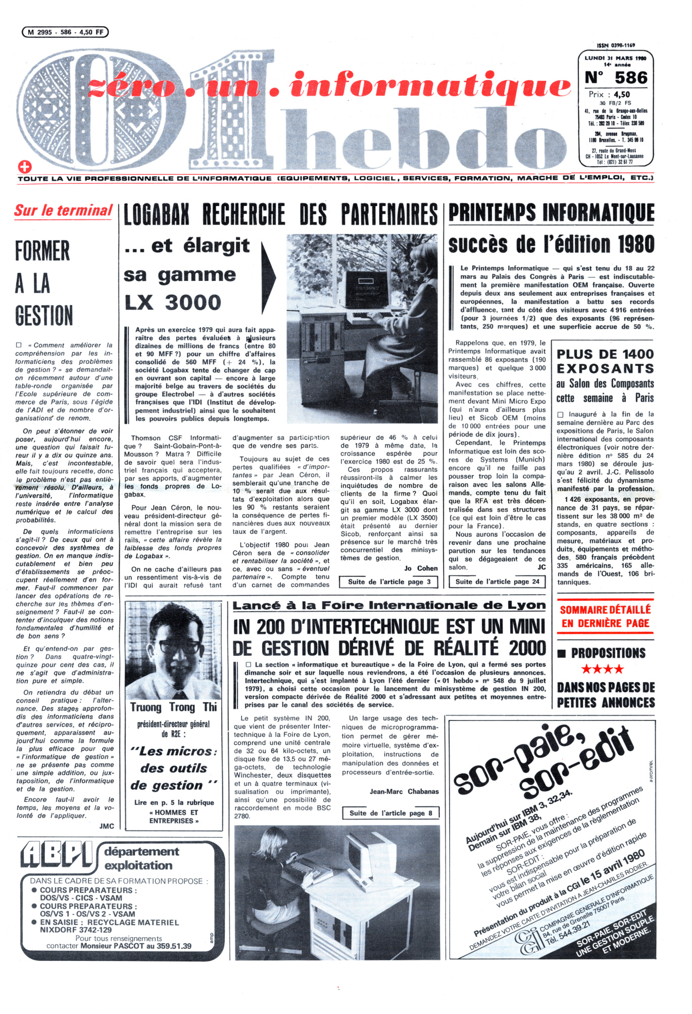 Première page de 01informatique numero0586