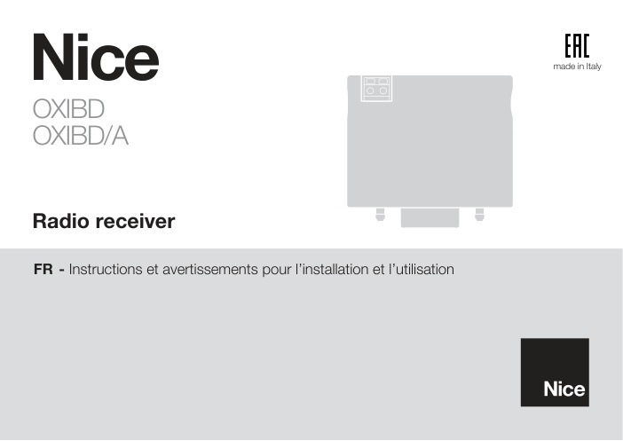 Première page de FR - Instructions et avertissements pour l'installation et l’utilisation