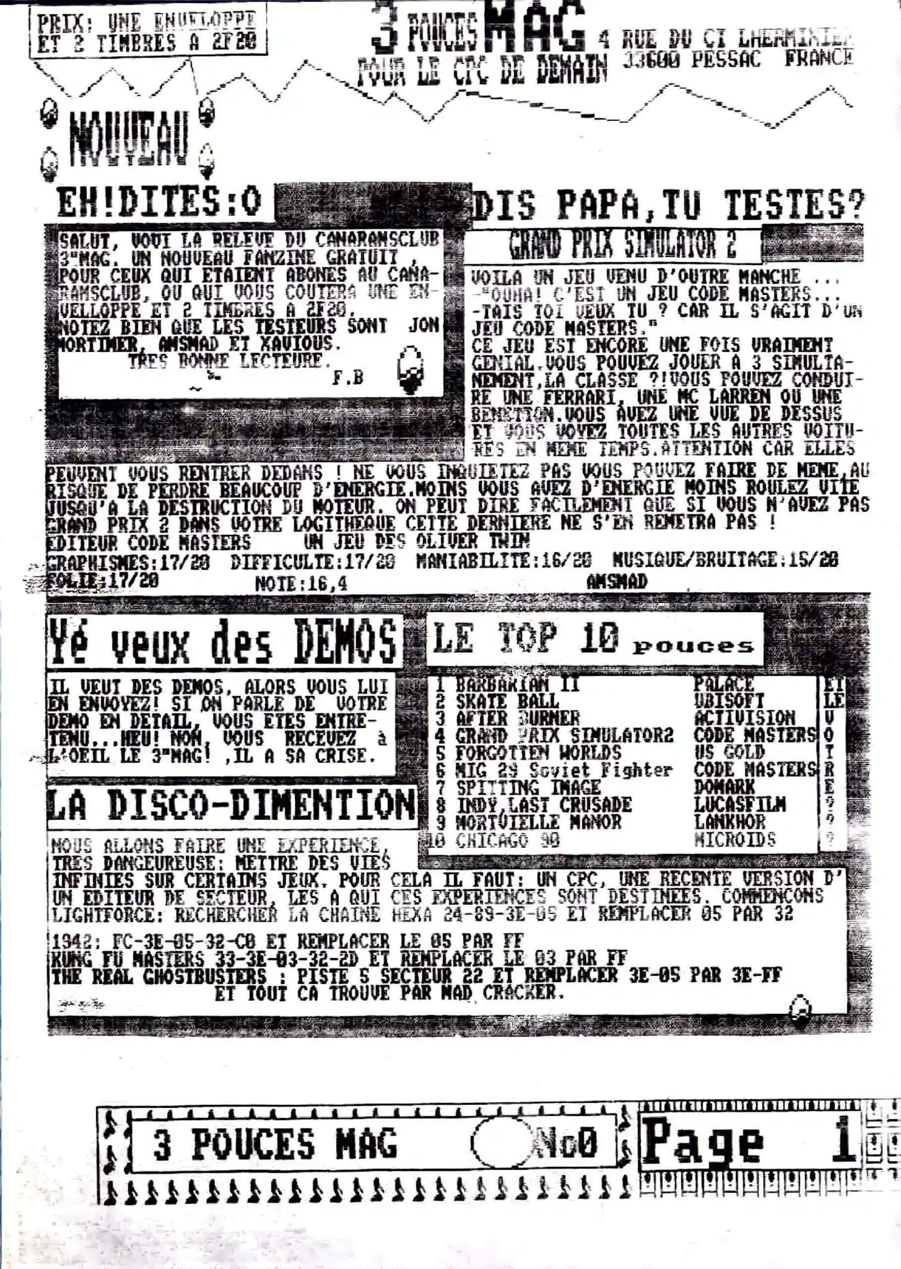 Première page de 3poucesmag numero00