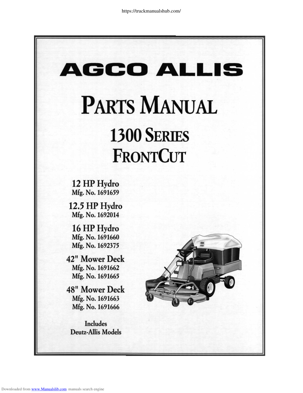 Première page de AGCO Allis 1300 Series FrontCut Operator s Manual