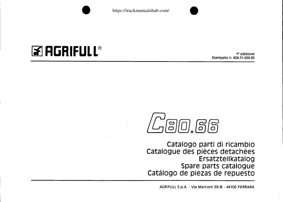 Première page de Agrifull C80 66 Spare Parts Catalogue