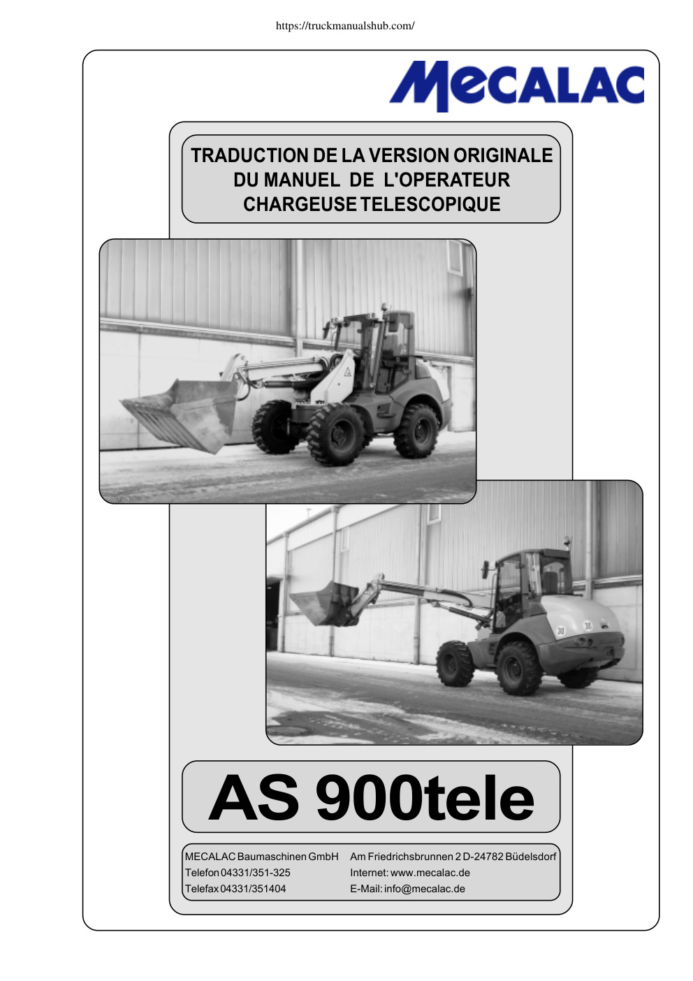 Première page de Ahlmann AS 900tele Operator Manual