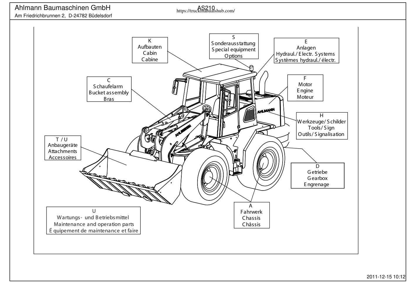 Première page de Ahlmann AZ 210 Parts Manual