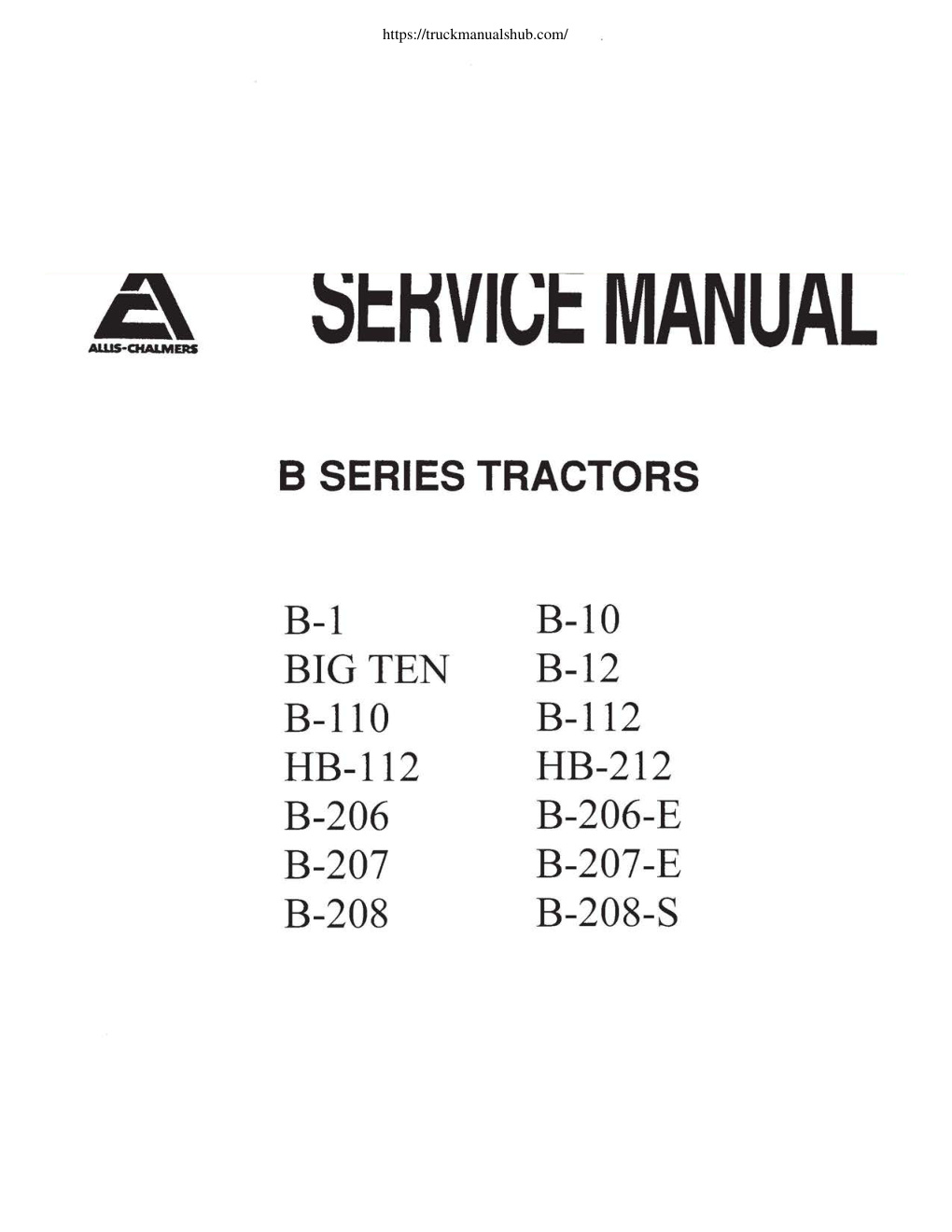 Première page de Allis Chalmers B series Tractor Service Repair Manual