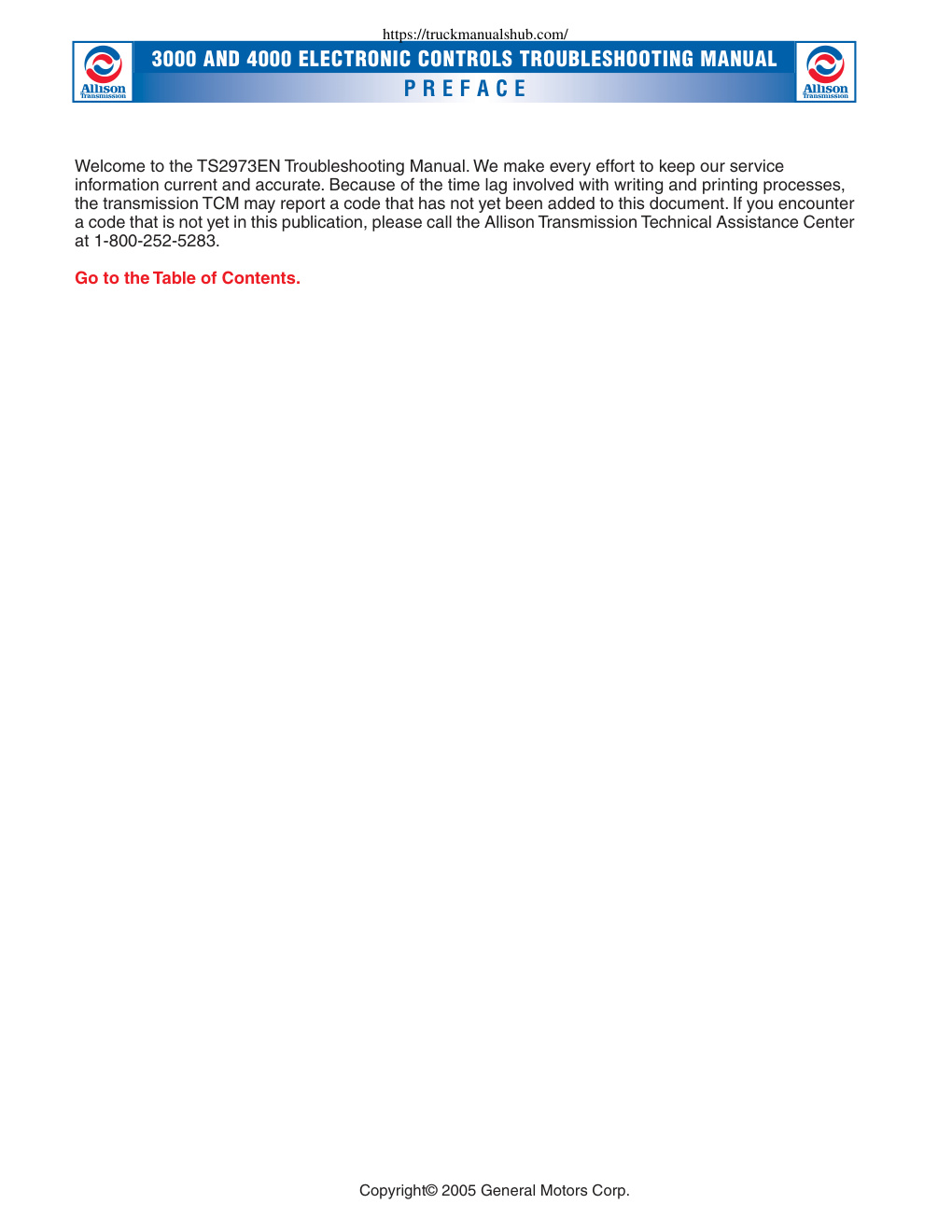 Première page de Allison Transmission TS2973EN Troubleshooting Manual