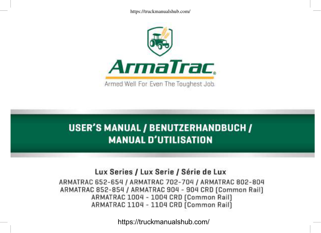 Première page de ArmaTrac Lux Series User s Manual 652 654 702 704 802 804 1004 1104