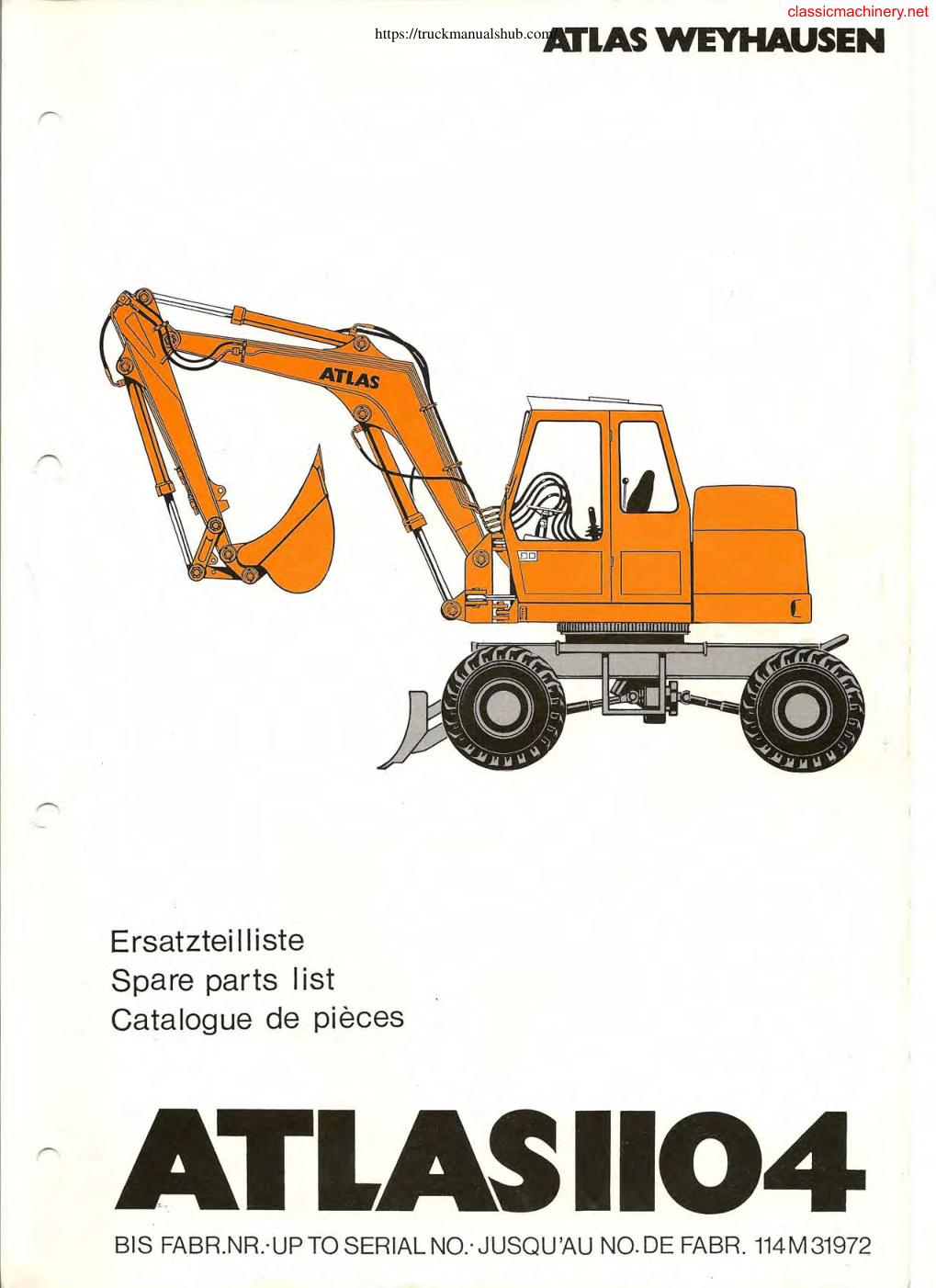 Première page de Atlas Weyhausen 1404 Spare Parts List
