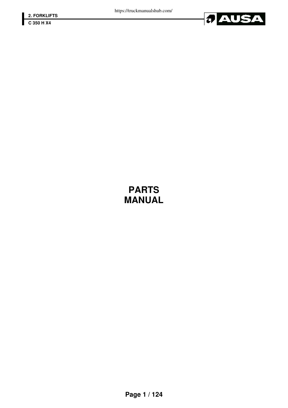 Première page de Ausa C 350 X x4 Parts Manual Katalog