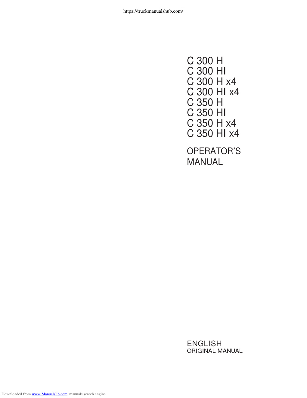 Première page de Ausa C300H C300HI C300HI X4 C350HI C350H C350H X4 C350HI X4 C300H X4 Operator s and Maintenance Manual