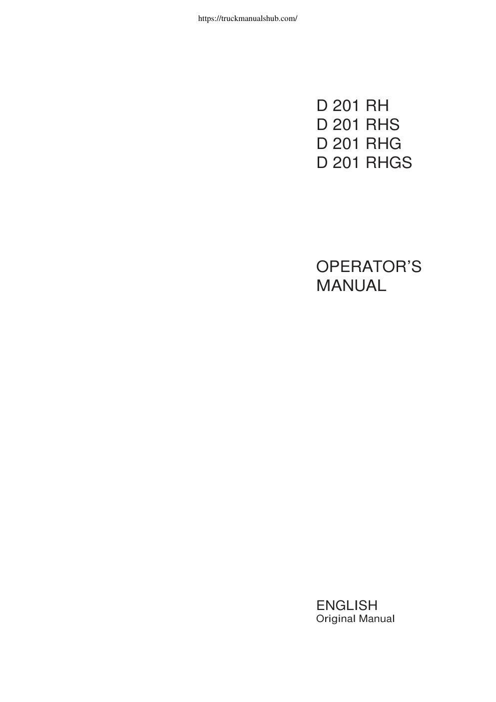 Première page de Ausa D 201 RH D 201 RHS D 201 RHG D 201 RHGS Operator s and Maintenance Manual