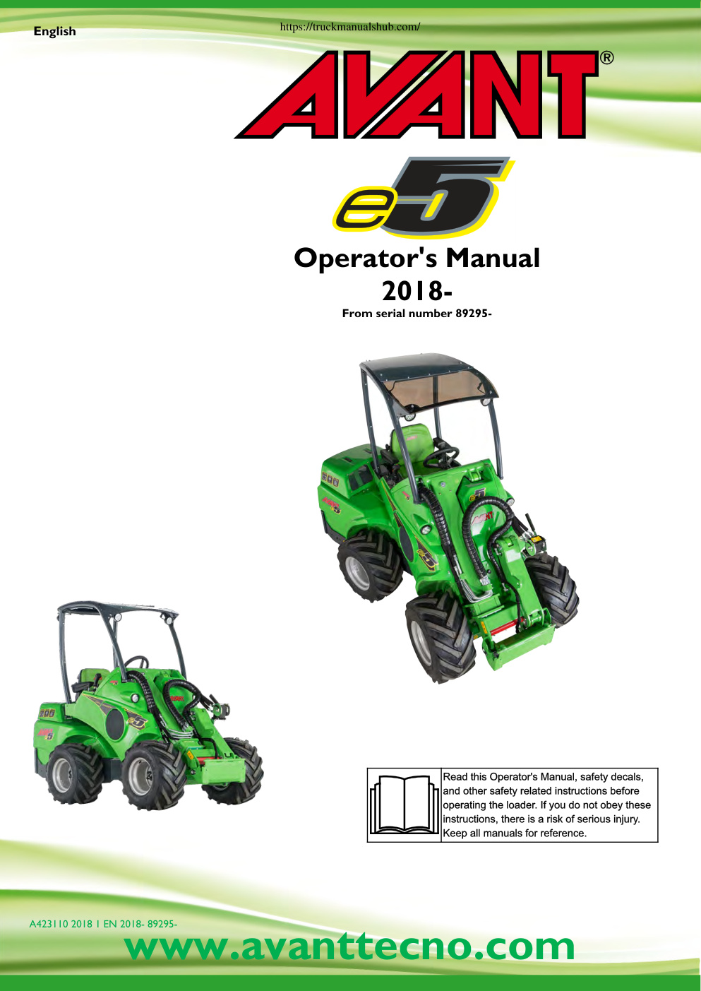 Première page de Avant e5 2018 Operator s Maintenance Manual