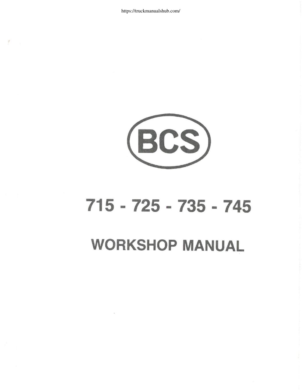 Première page de BCS 715 725 735 745 Tiller Workshop Manual