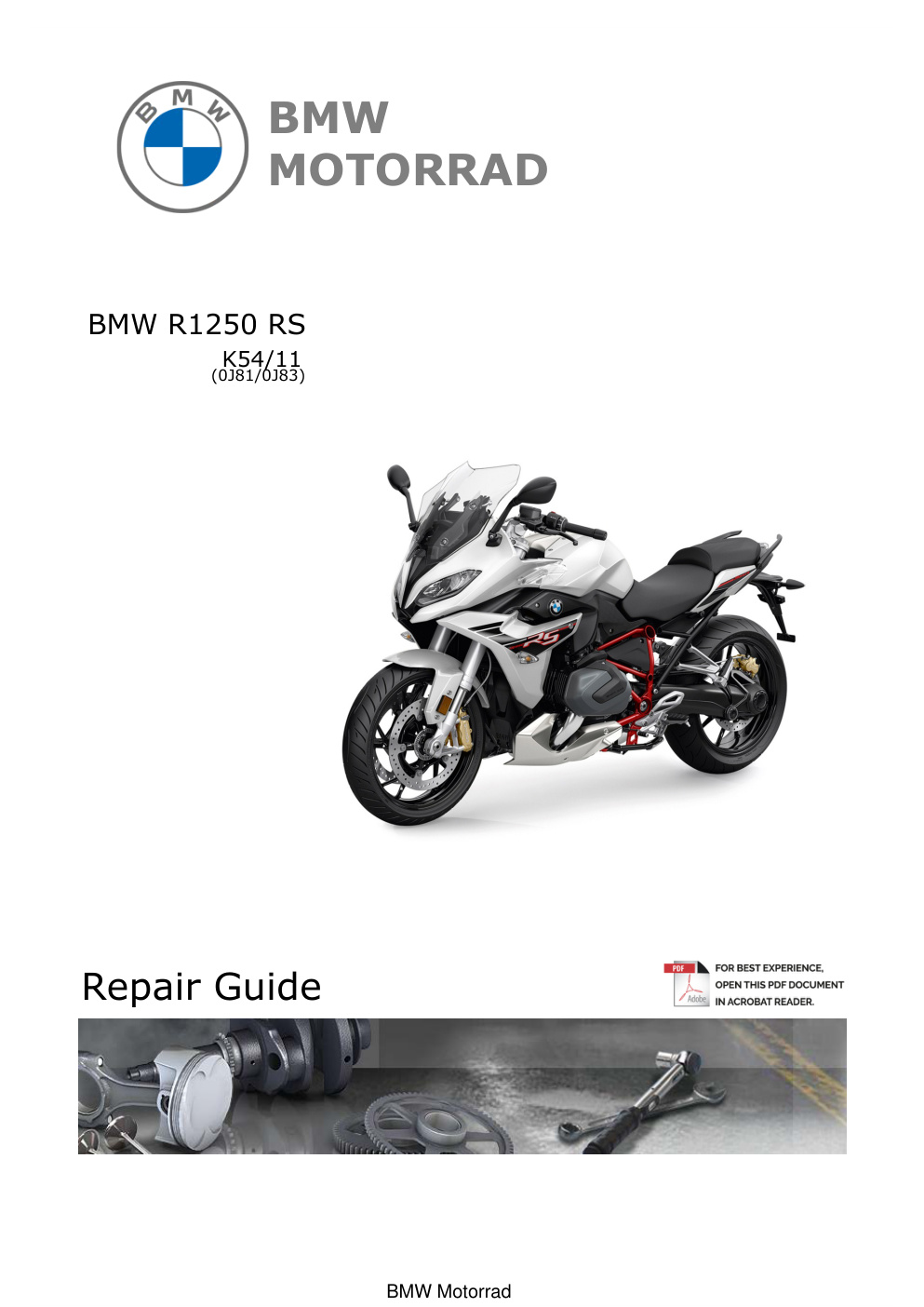 Première page de BMW R1250 RS K54 11 service manual