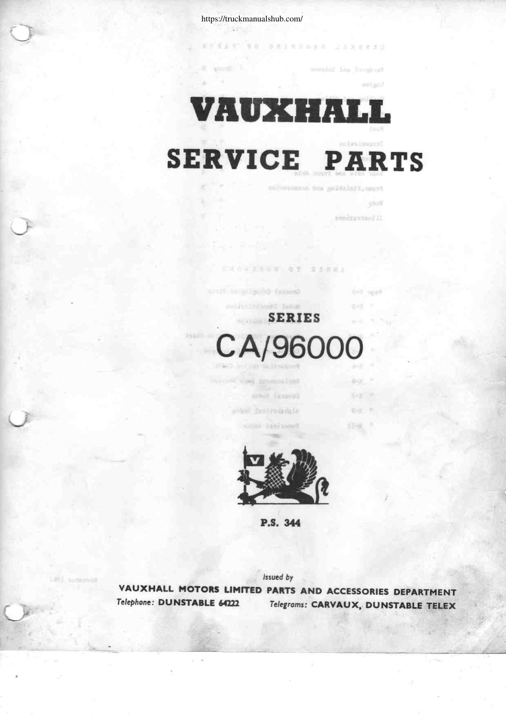 Première page de Bedford CA Parts catalogue 1967 edition