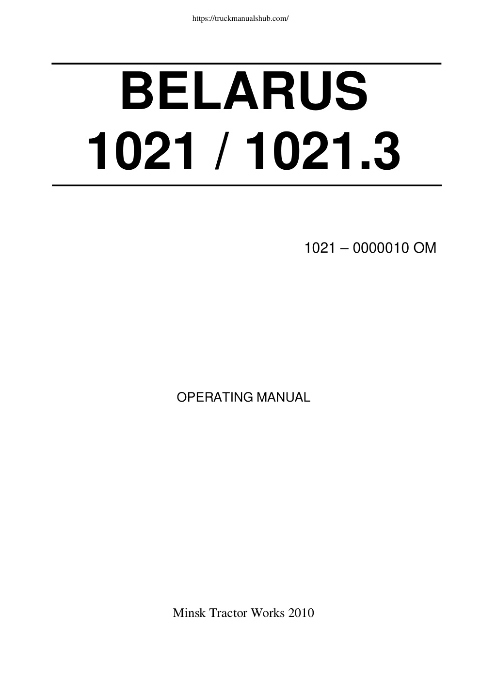 Première page de Belarus 1021 1021 3 Operating Maintenance Workshop Manual