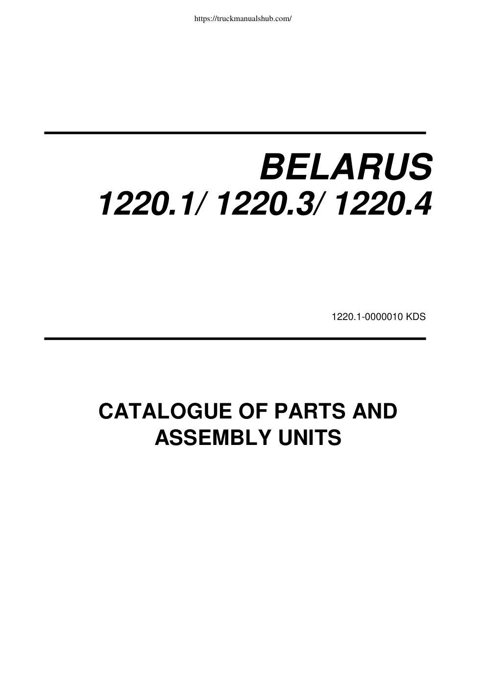 Première page de Belarus 1220 1 1220 3 1220 4 Spare Parts Catalogue