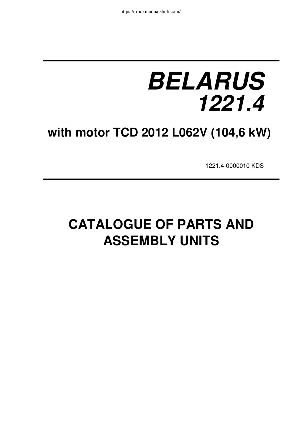 Première page de Belarus 1221 4 Deutz Spare Parts Catalogue