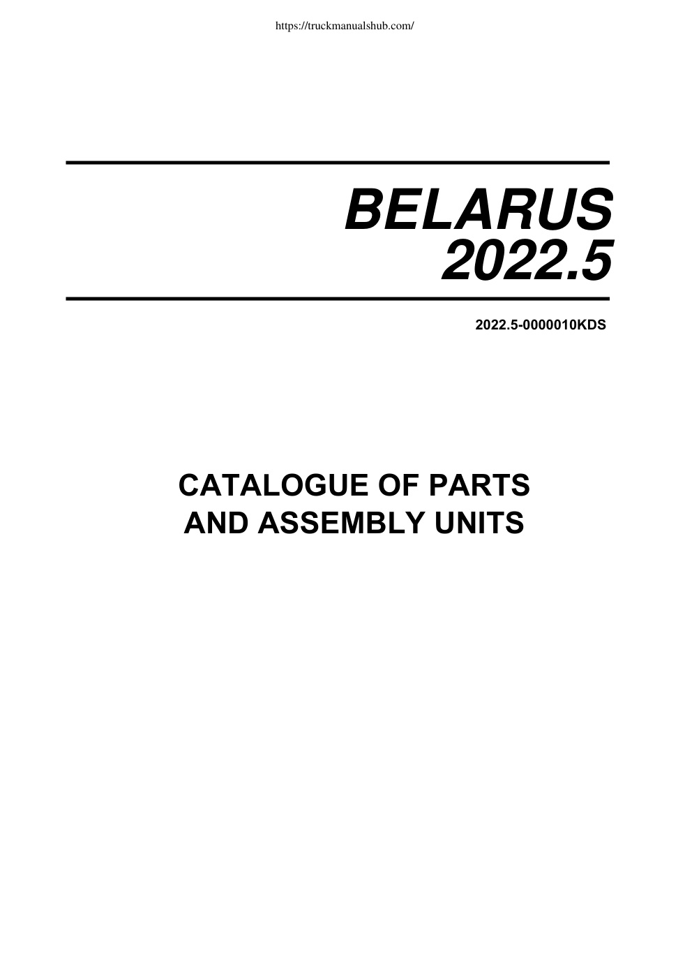 Première page de Belarus 2022 5 Spare Parts Catalogue
