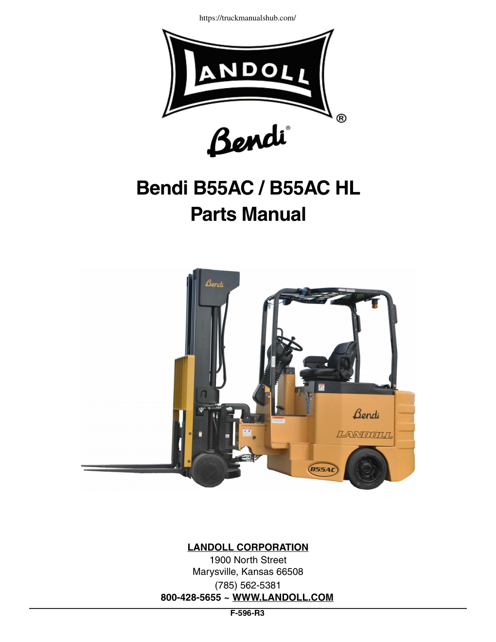Première page de Bendi B55AC B55AC HL Forklift Parts Manual