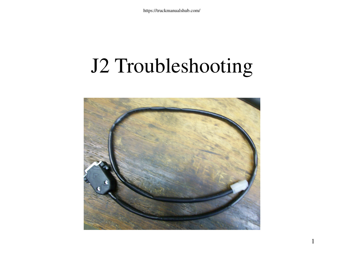 Première page de Big Joe J2 Troubleshooting Manual
