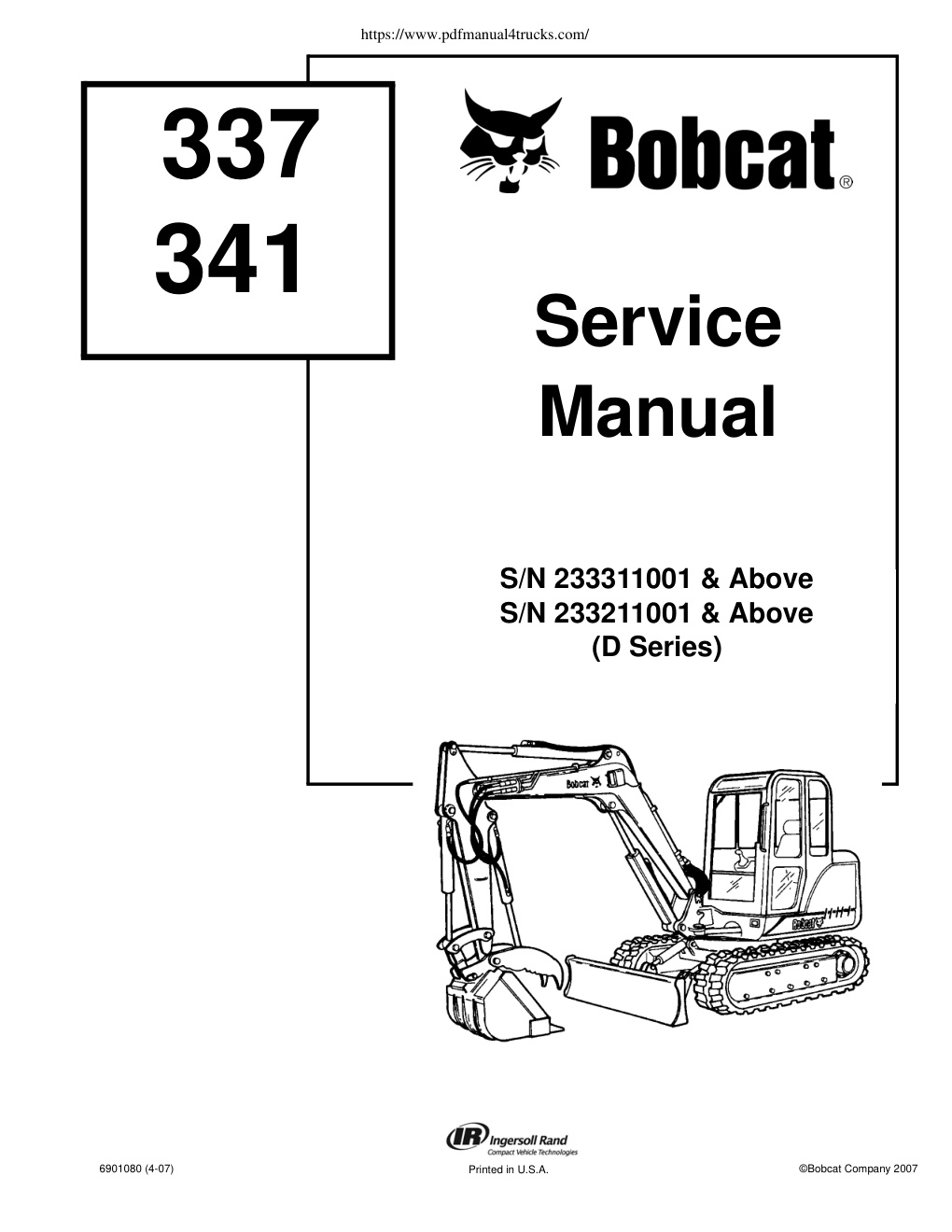 Première page de Bobcat 337 341 Service Manual