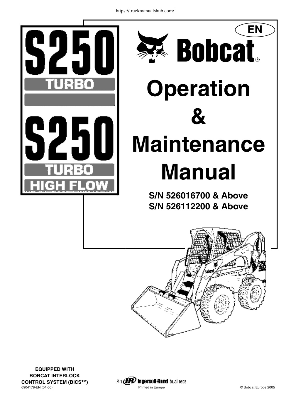 Première page de Bobcat S250 Operation and Maintenance Manual