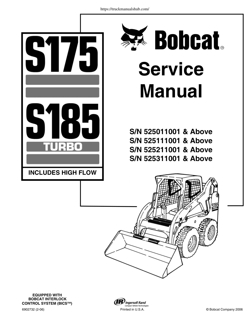 Première page de Bobcat Skid Steer S175 S185 Service Manual