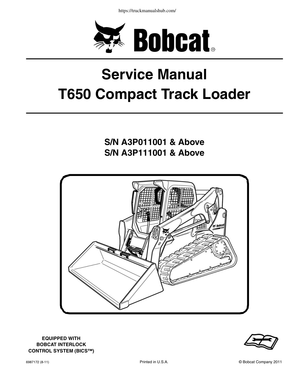Première page de Bobcat T650 Compact Track Loader Service Manual