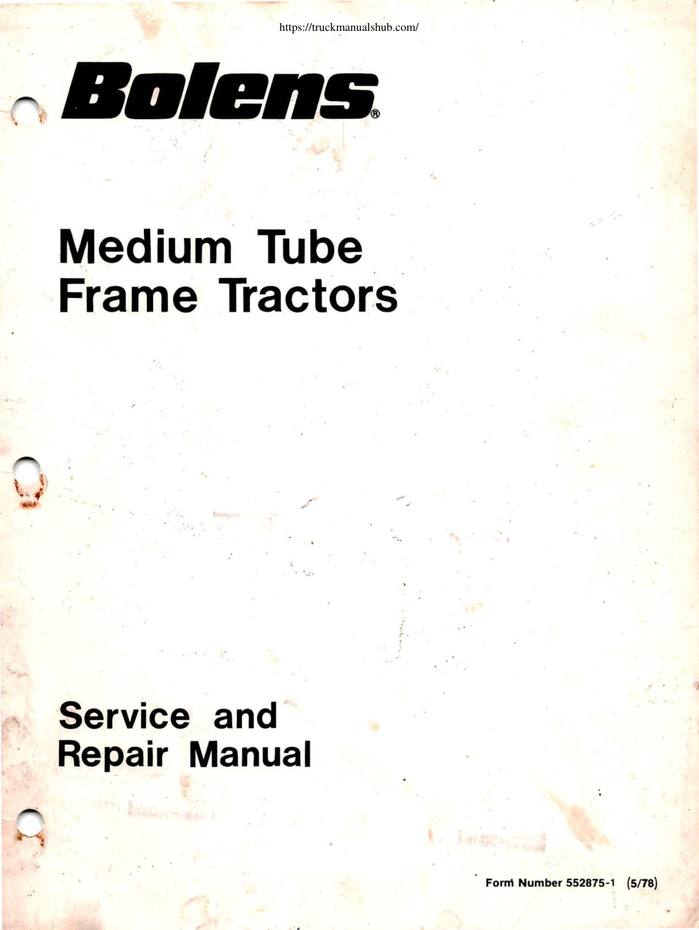 Première page de Bolens Medium Tube Frame Tractors Sevice and Repair Manual