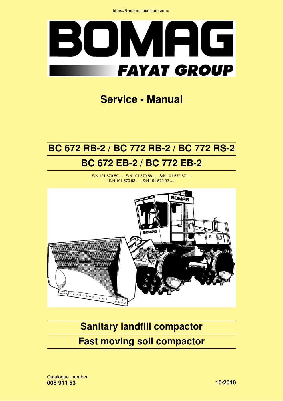 Première page de Bomag BC 672 RB 2 BC 772 RB 2 BC 772 RS 2 BC 672 EB 2 BC 772 EB 2 Fast moving soil compactor Service Manual