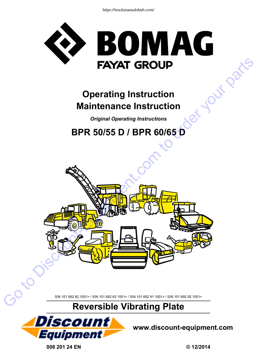 Première page de Bomag BPR 50 BPR 50 D BPR 55 BPR 55 D BPR 60 D BPR 65 BPR 65 D Operators and Maintenance Manual