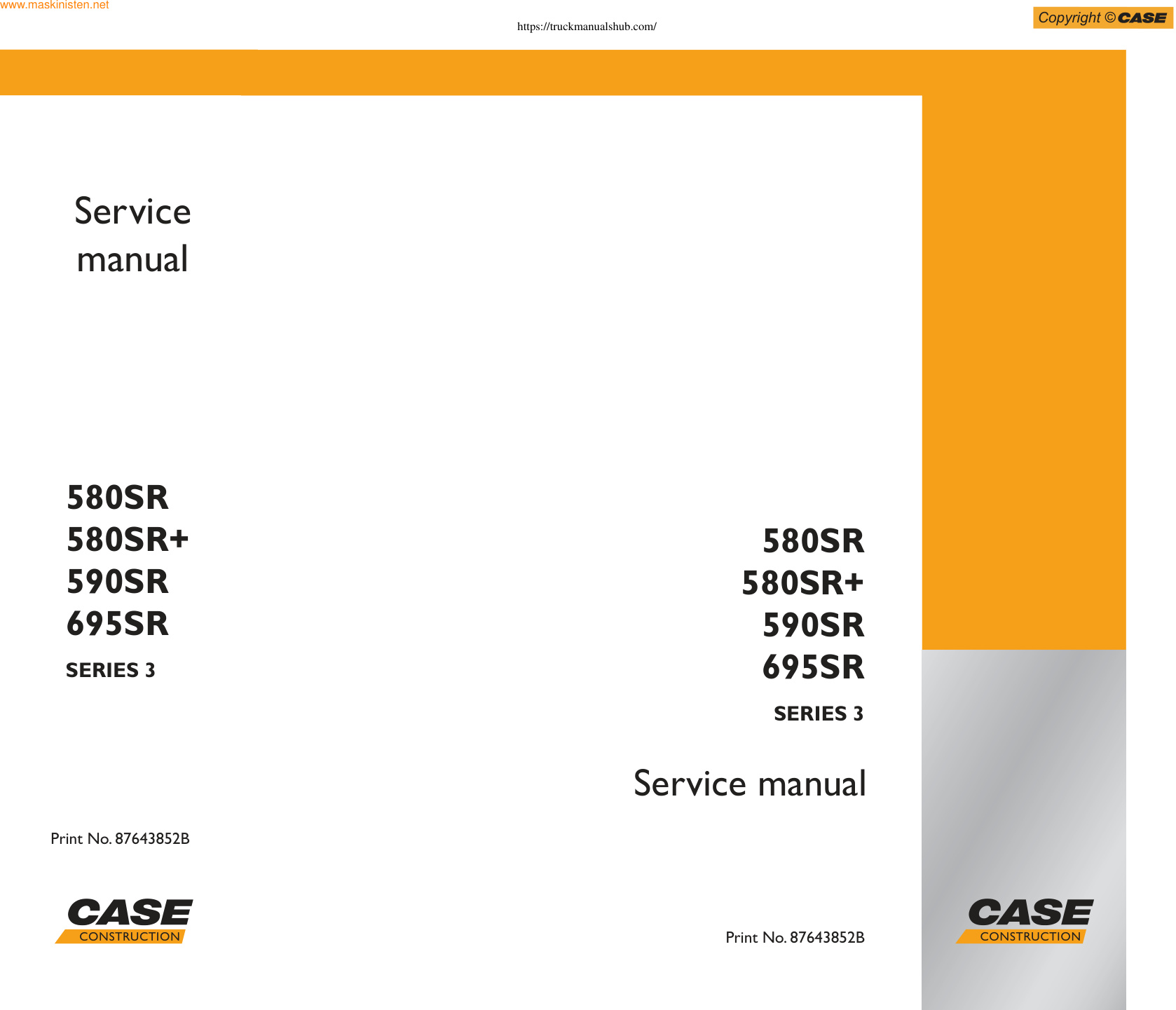 Première page de Case 580SR 580SR 590SR 695SR Service Manual