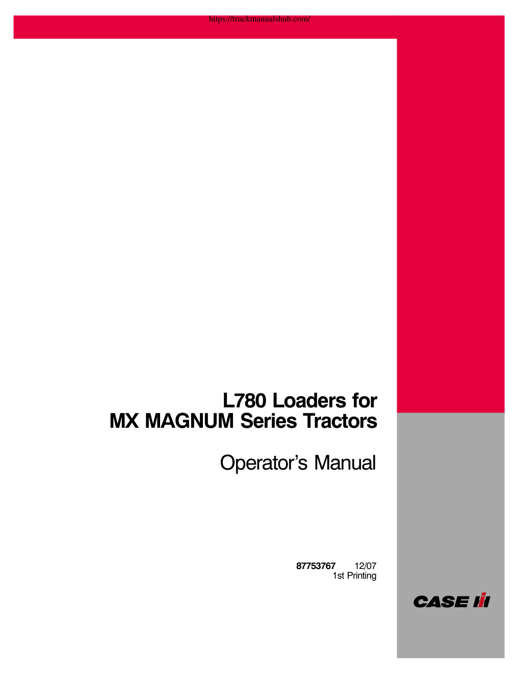 Première page de Case L780 Operator s Manual