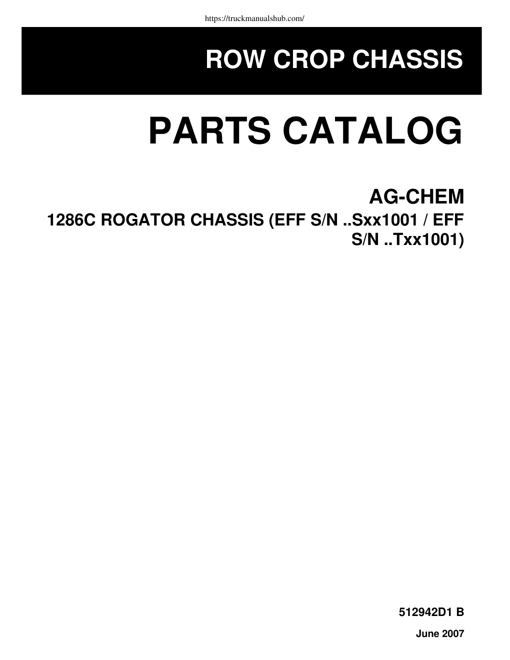 Première page de Challenger Row Crop Chassis1286C ROGATOR Parts Manual