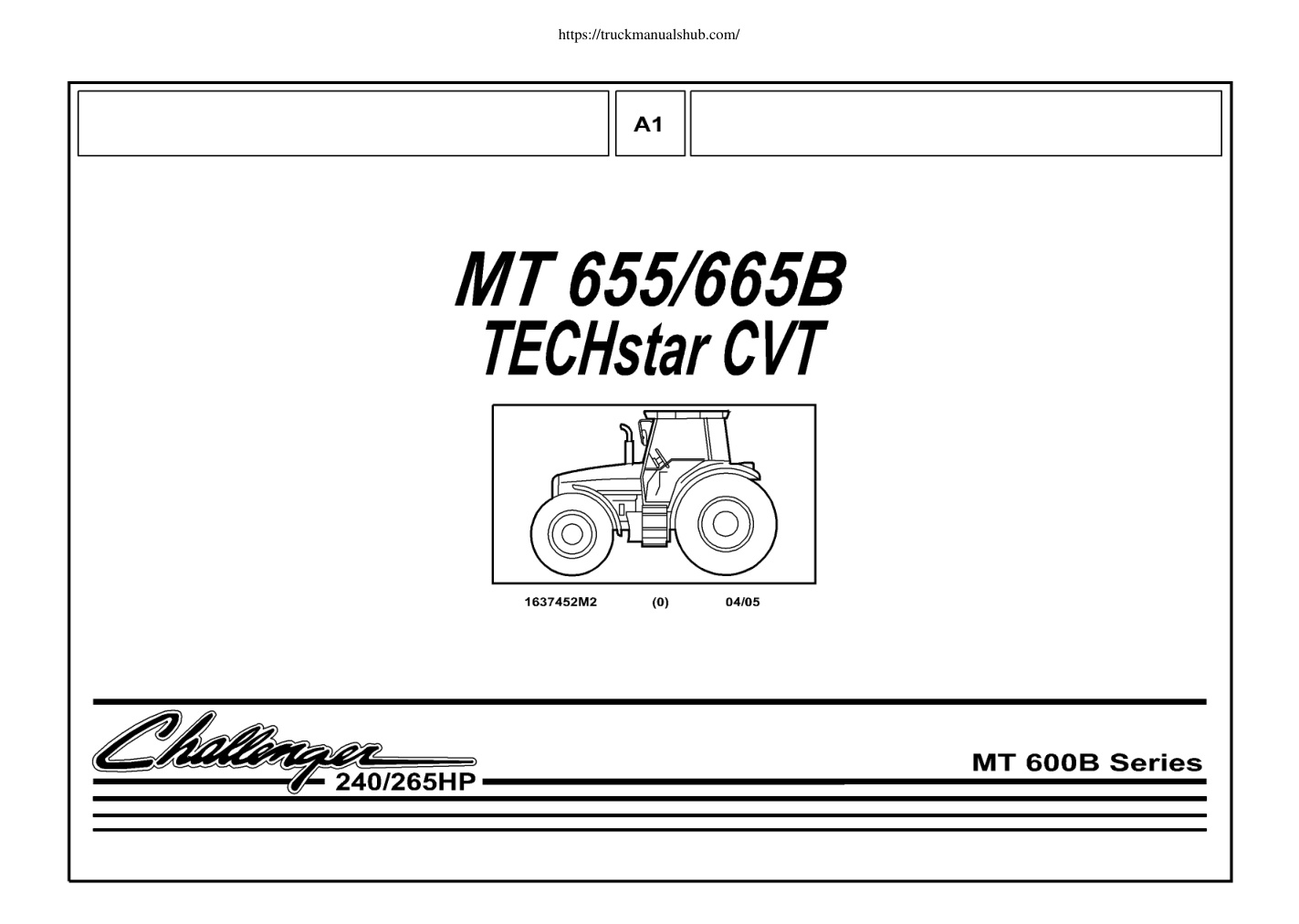 Première page de Challenger Tractor MT 655 665 B Parts Manual
