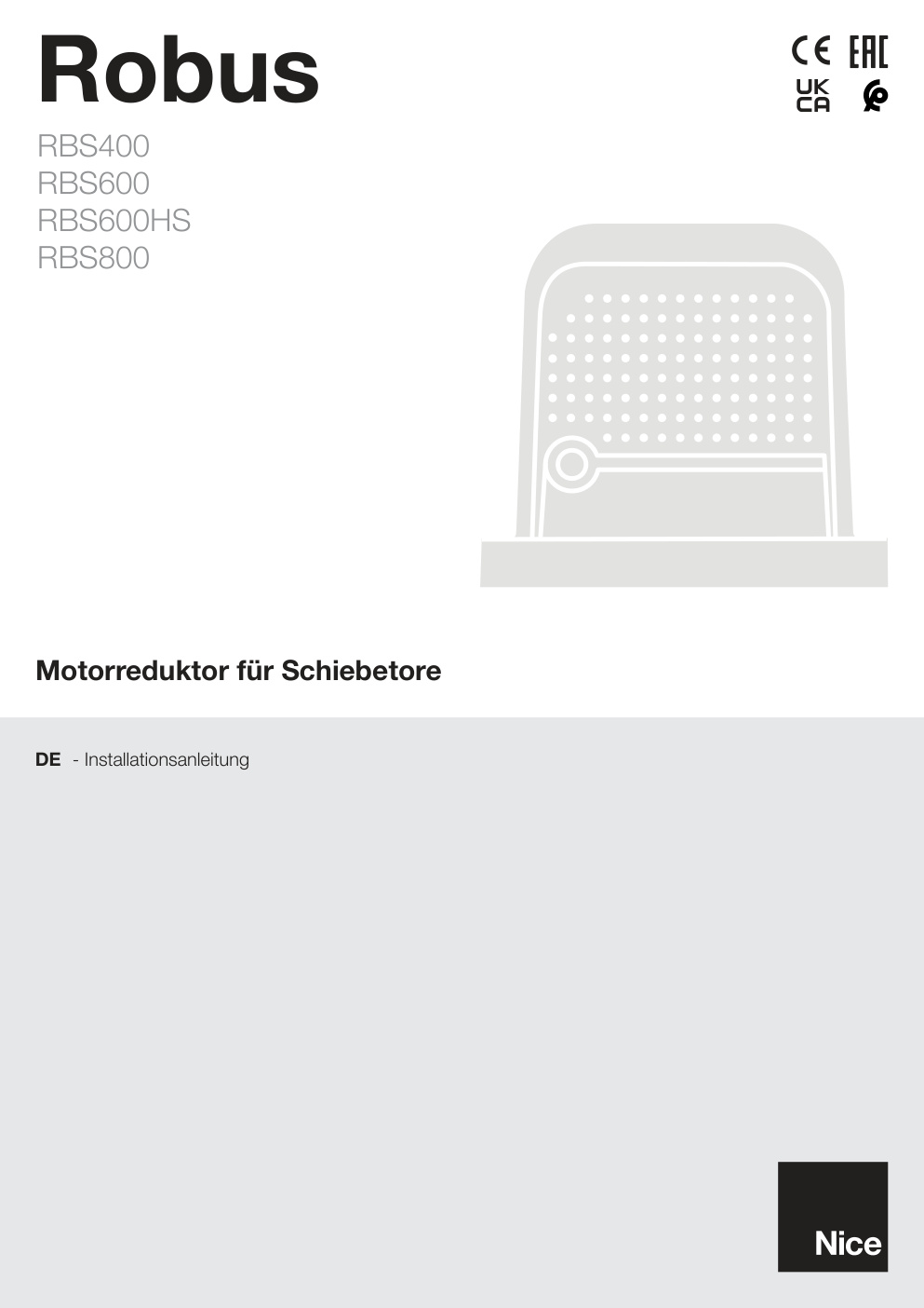 Première page de Motorreduktor fiir Schiebetore