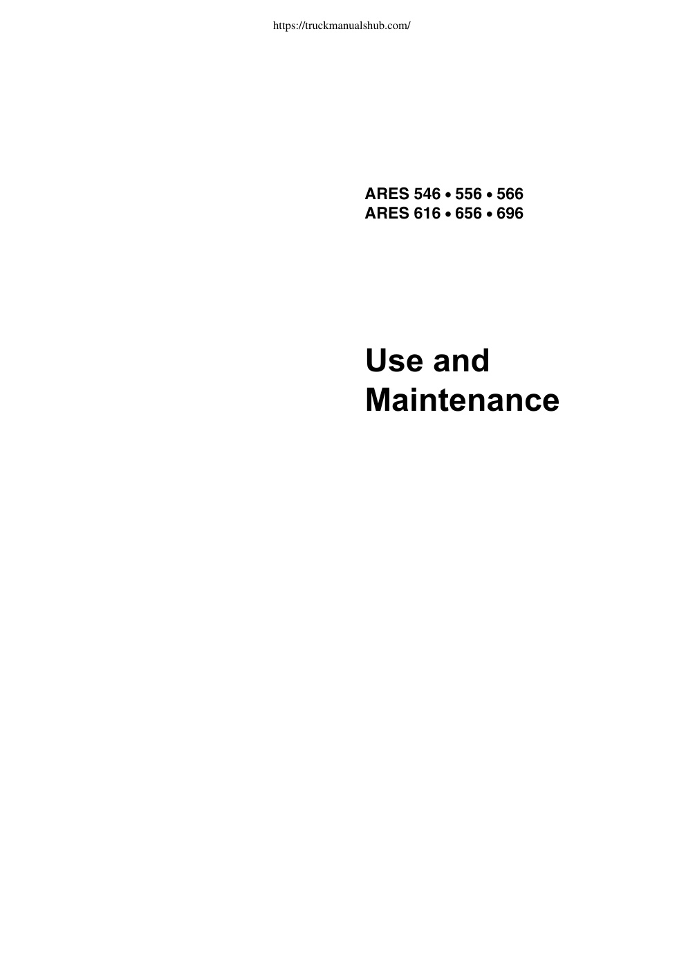 Première page de Claas ARES 546 556 566 616 656 696 Operators and Maintenance Manual