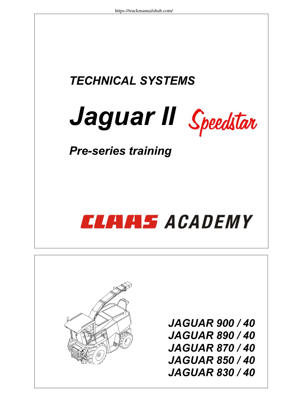 Première page de Claas Jaguar 2 Service Manual