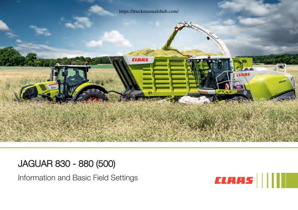 Première page de Claas Jaguar 830 850 860 870 Information Basic Field Settings