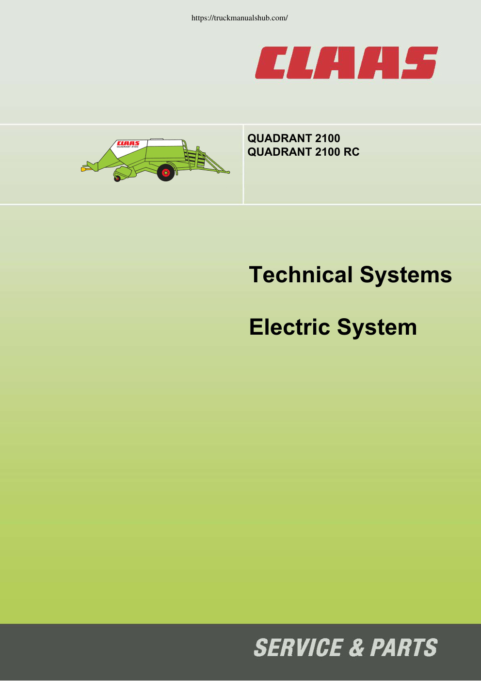 Première page de Claas QUADRANT 2100 RC Technical Systems Hydraulic System PDF manual