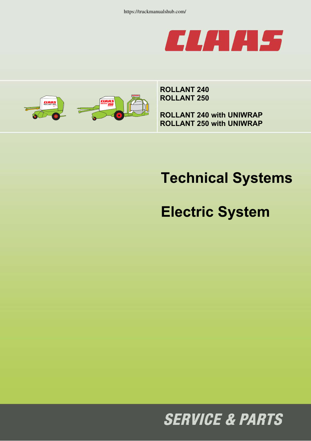 Première page de Claas Rollant 240 250 Electric System Hidraulic System Service Repair Manual