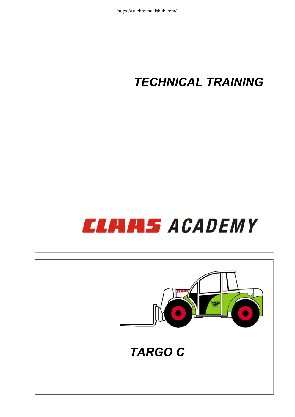Première page de Claas Targo C Service Manual