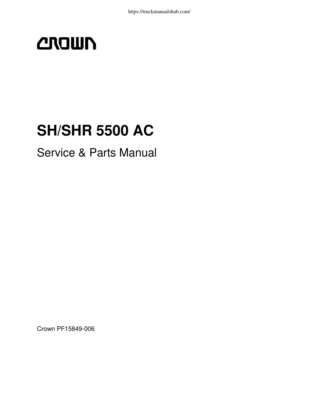 Première page de Crown SH SHR 5500AC Service Parts Manual