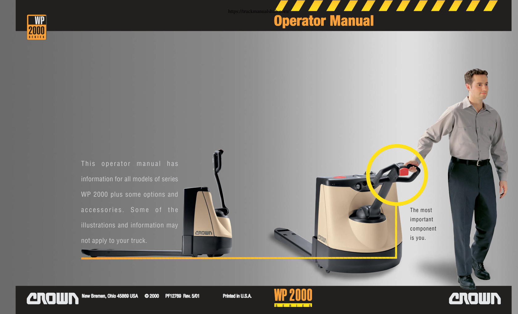 Première page de Crown WP2000 Walkie Pallet Truck Operator Manual